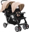 vidaXL Dubbele kinderwagen staal taupe en zwart