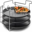 relaxdays 3 pizaplaten met pizzarek, pizza bakplaat rond 33 cm, pizzaplaat 3stuk