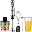 Safecourt Kitchen 6-delige Staafmixer Set - 1000 Watt - Hakmolen - 20 Snelheden - Inclusief Melkopschuimer & Maatbeker