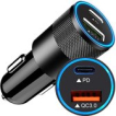 Autolader USB A & USB C - Auto oplader USB - USB C autolader 2 poorten - Auto lader - Sigarettenaansteker USB oplader auto - Snellader