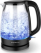 Aigostar Adam 30GOM - Glazen Waterkoker met Led verlichting - Zwart - 2200W - 1,7 Liter - Glas