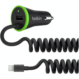 Belkin autolader met vaste Apple Lightning kabel en USB poort - 1.2A - 3.4A